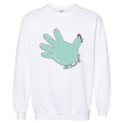 Thanksgiving Nurse Turkey Glove Thankful Nurse Medical Garment-Dyed Sweatshirt