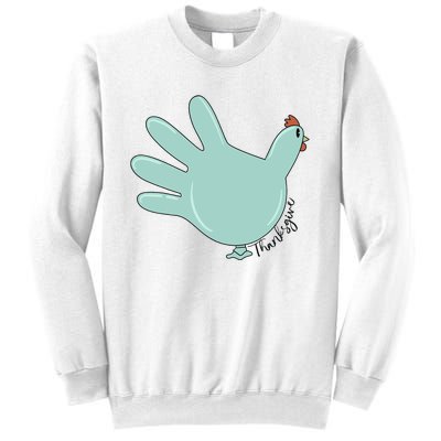 Thanksgiving Nurse Turkey Glove Thankful Nurse Medical Sweatshirt