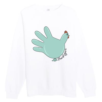 Thanksgiving Nurse Turkey Glove Thankful Nurse Medical Premium Crewneck Sweatshirt