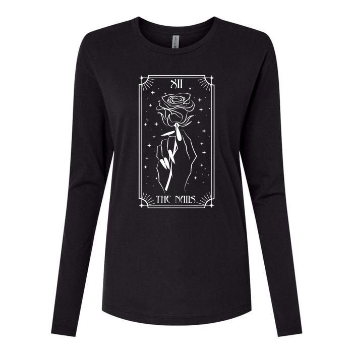 The Nails Tarot Card Nail Tech Nail Artist But First Nail Womens Cotton Relaxed Long Sleeve T-Shirt