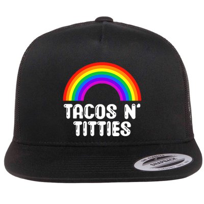 Taco N Titties LGBT Rainbow Gay Pride Funny Flatbill Hat