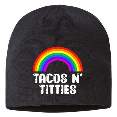 Taco N Titties LGBT Rainbow Gay Pride Funny Sustainable Beanie