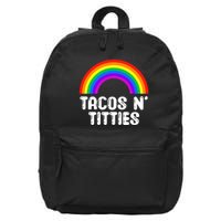 Taco N Titties LGBT Rainbow Gay Pride Funny 16 in Basic Backpack
