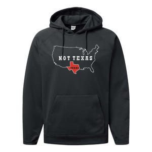 Texas Not Texas Funny Map Throwback Design Classic Performance Fleece Hoodie