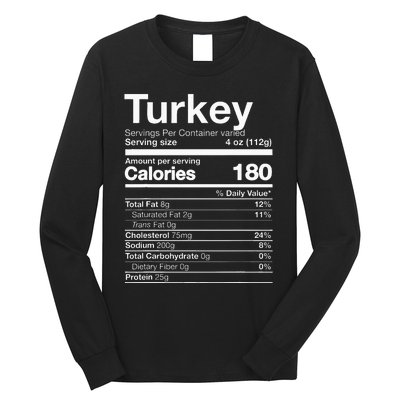 Turkey Nutrition Thanksgiving Food Costume Dark Long Sleeve Shirt