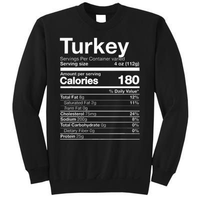 Turkey Nutrition Thanksgiving Food Costume Dark Sweatshirt