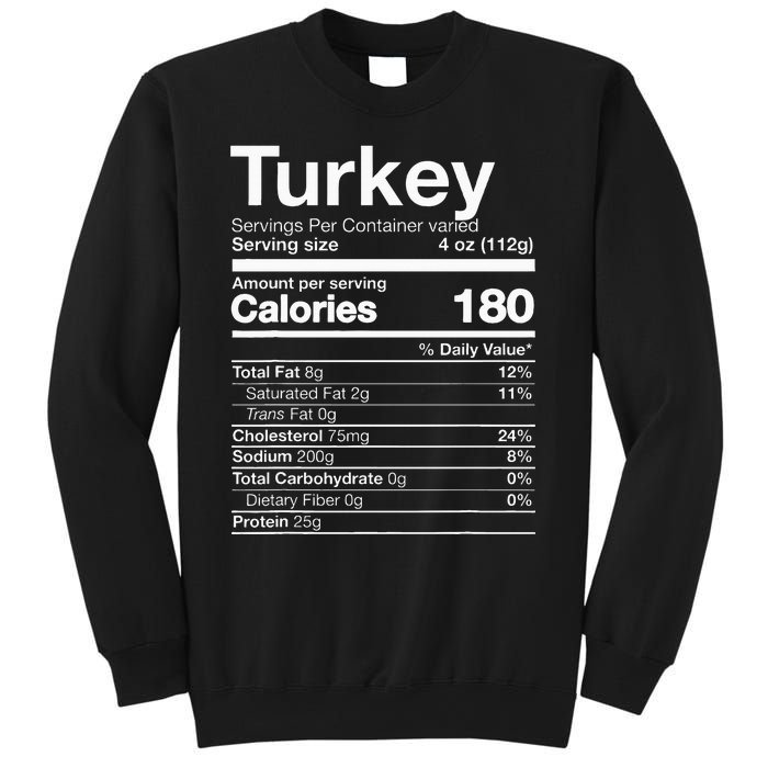 Turkey Nutrition Thanksgiving Food Costume Dark Sweatshirt