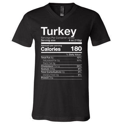 Turkey Nutrition Thanksgiving Food Costume Dark V-Neck T-Shirt