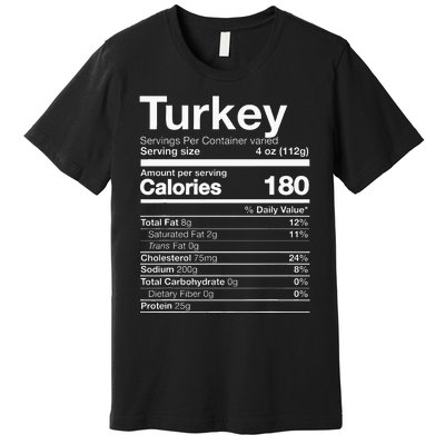 Turkey Nutrition Thanksgiving Food Costume Dark Premium T-Shirt