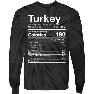 Turkey Nutrition Thanksgiving Food Costume Dark Tie-Dye Long Sleeve Shirt