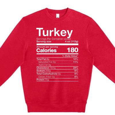 Turkey Nutrition Thanksgiving Food Costume Dark Premium Crewneck Sweatshirt