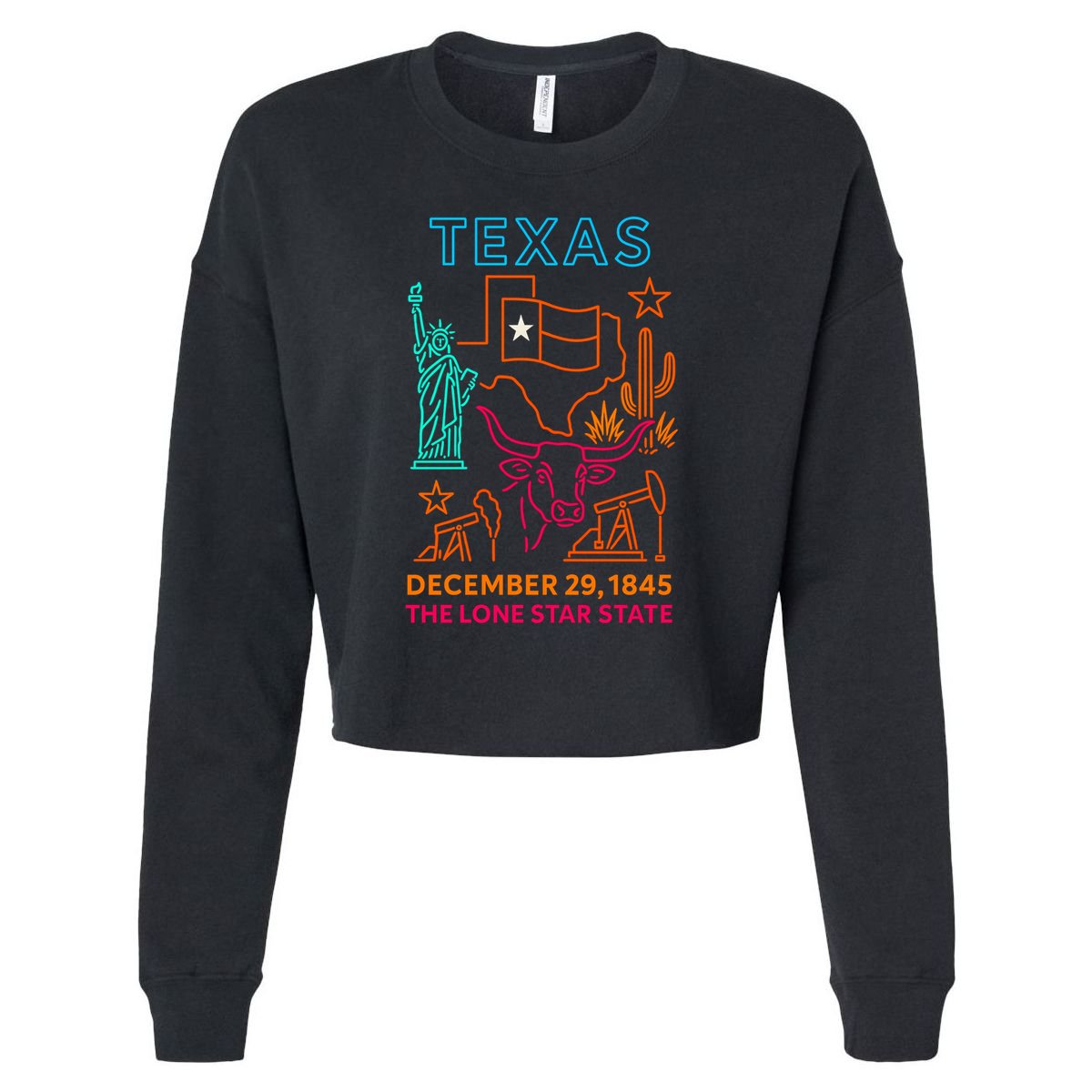 Texas Neon Cropped Pullover Crew
