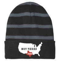 Texas Not Texas Map Striped Beanie with Solid Band