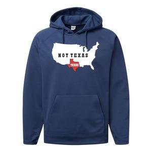 Texas Not Texas Map Performance Fleece Hoodie