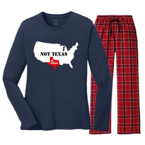 Texas Not Texas Map Women's Long Sleeve Flannel Pajama Set 