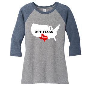 Texas Not Texas Map Women's Tri-Blend 3/4-Sleeve Raglan Shirt