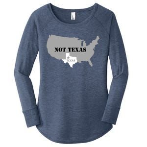 Texas Not Texas With America Map Women's Perfect Tri Tunic Long Sleeve Shirt