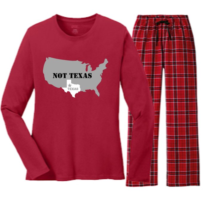 Texas Not Texas With America Map Women's Long Sleeve Flannel Pajama Set 