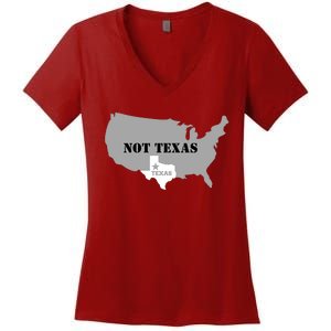 Texas Not Texas With America Map Women's V-Neck T-Shirt