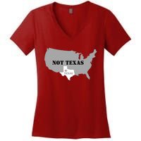 Texas Not Texas With America Map Women's V-Neck T-Shirt