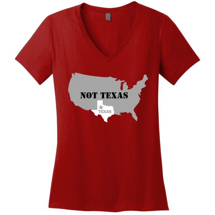 Texas Not Texas With America Map Women's V-Neck T-Shirt