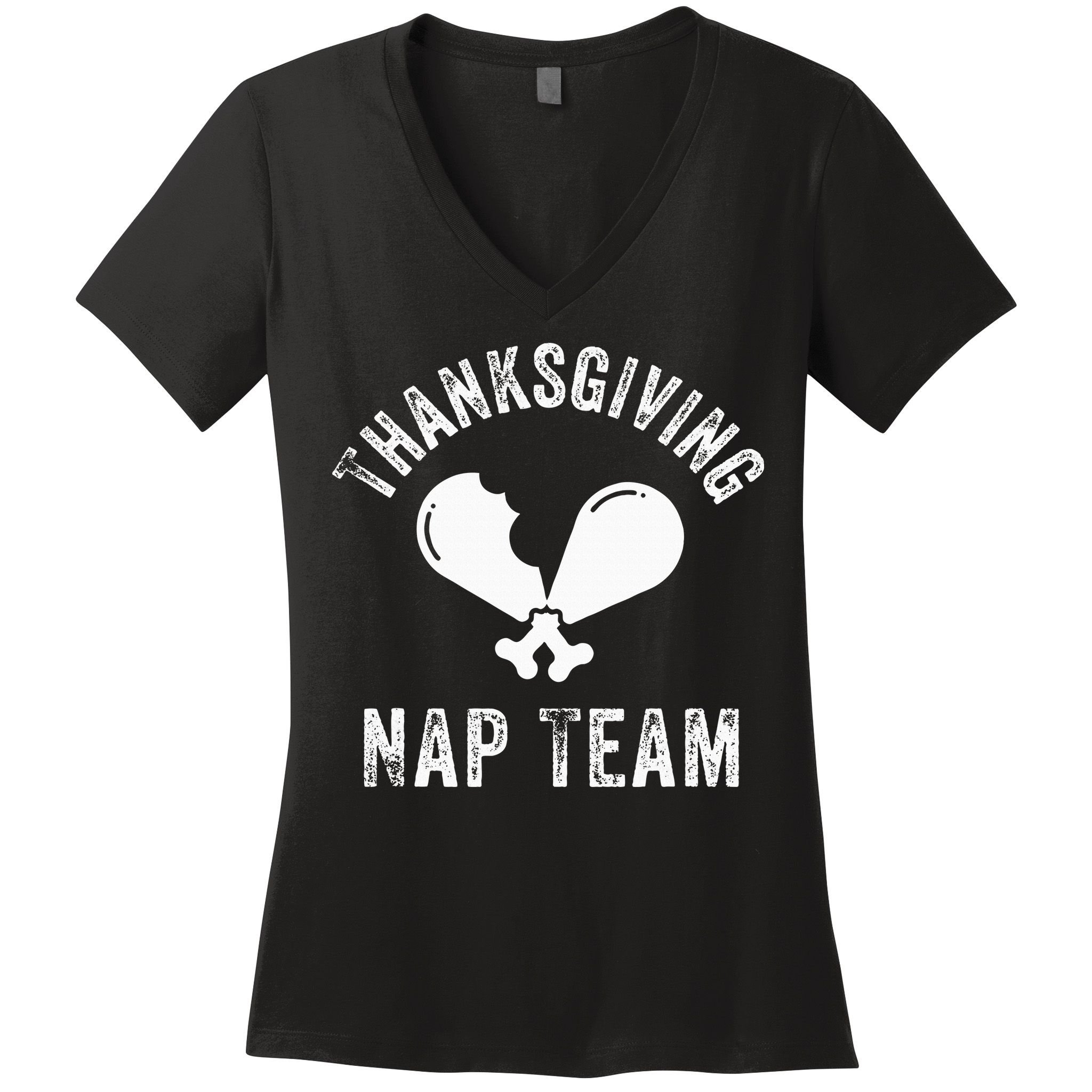 Thanksgiving Nap Team Funny Thanksgiving Turkey Day Family Women's V-Neck T-Shirt
