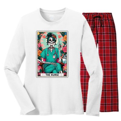 The Nurse Tarot Card Women's Long Sleeve Flannel Pajama Set 