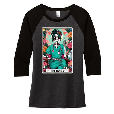 The Nurse Tarot Card Women's Tri-Blend 3/4-Sleeve Raglan Shirt