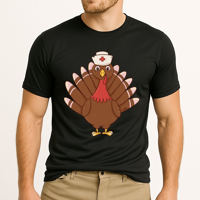 Turkey Nurse Thanksgiving Cooling Performance Crew T-Shirt