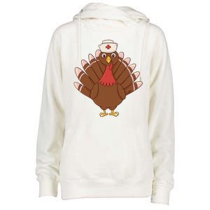 Turkey Nurse Thanksgiving Womens Funnel Neck Pullover Hood