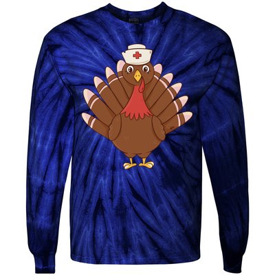 Turkey Nurse Thanksgiving Tie-Dye Long Sleeve Shirt