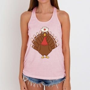 Turkey Nurse Thanksgiving Women's Knotted Racerback Tank