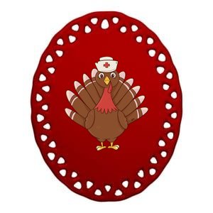 Turkey Nurse Thanksgiving Ceramic Oval Ornament