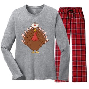 Turkey Nurse Thanksgiving Women's Long Sleeve Flannel Pajama Set 