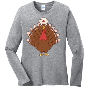 Turkey Nurse Thanksgiving Ladies Long Sleeve Shirt