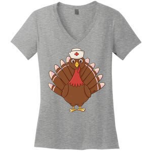 Turkey Nurse Thanksgiving Women's V-Neck T-Shirt