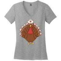 Turkey Nurse Thanksgiving Women's V-Neck T-Shirt