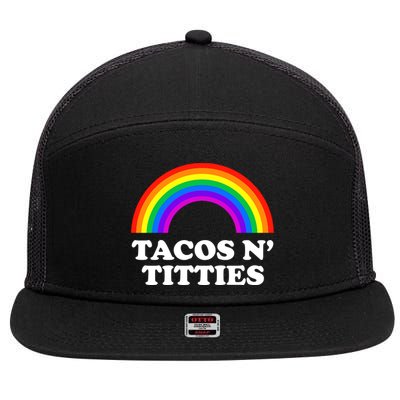 Tacos N Titties LGBT Rainbow Gay Pride 7 Panel Mesh Trucker Snapback Hat