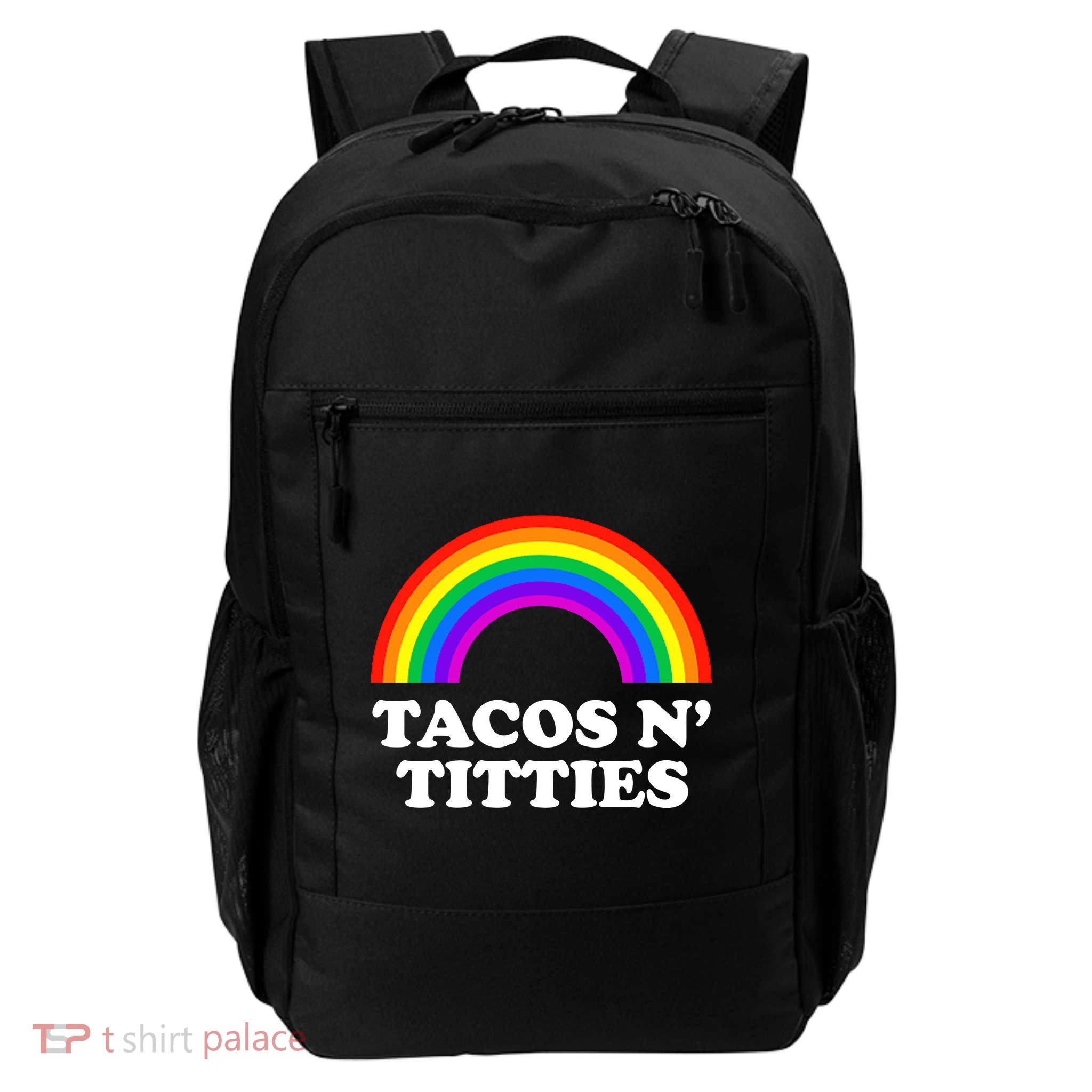 Tacos N Titties LGBT Rainbow Gay Pride Daily Commute Backpack