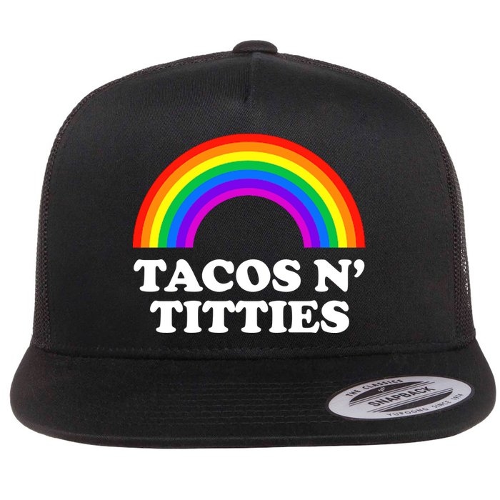 Tacos N Titties LGBT Rainbow Gay Pride Flatbill Hat
