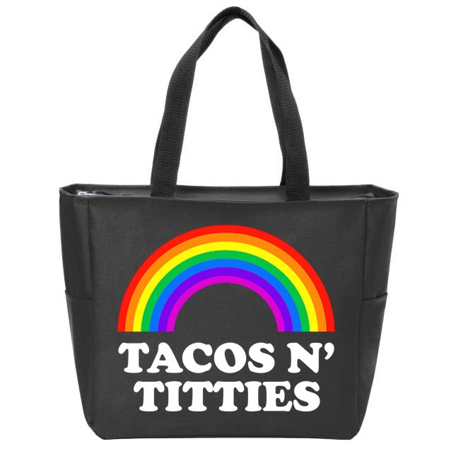 Tacos N Titties LGBT Rainbow Gay Pride Zip Tote Bag