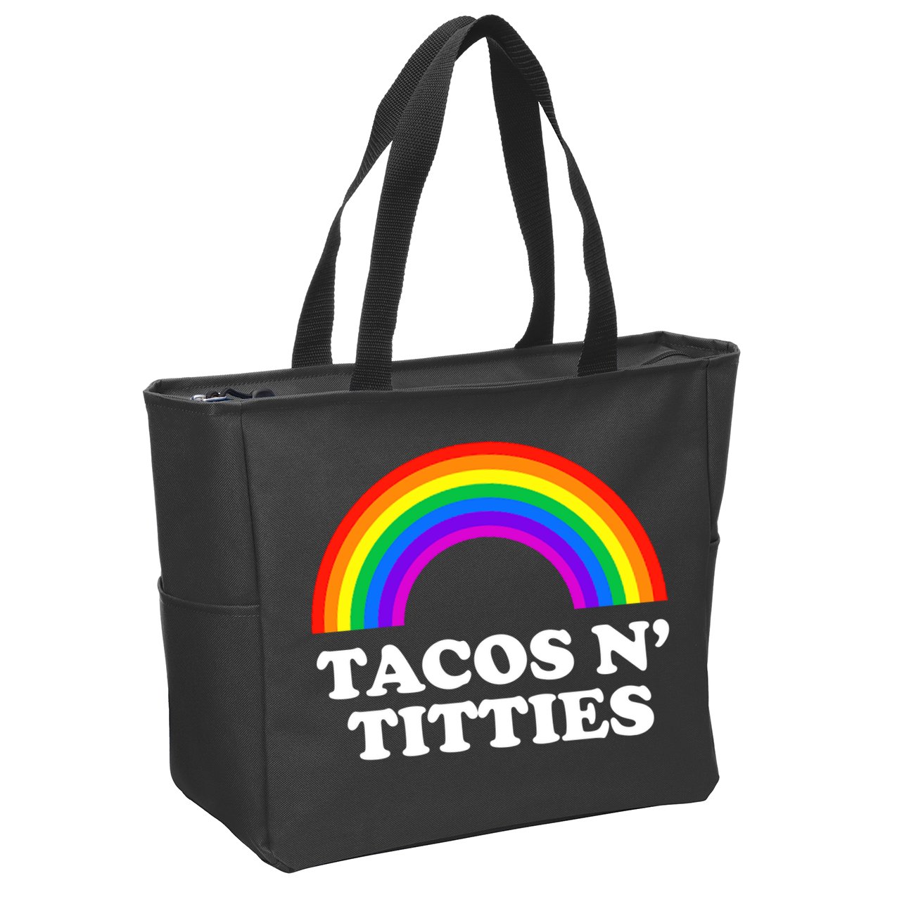 Tacos N Titties LGBT Rainbow Gay Pride Zip Tote Bag
