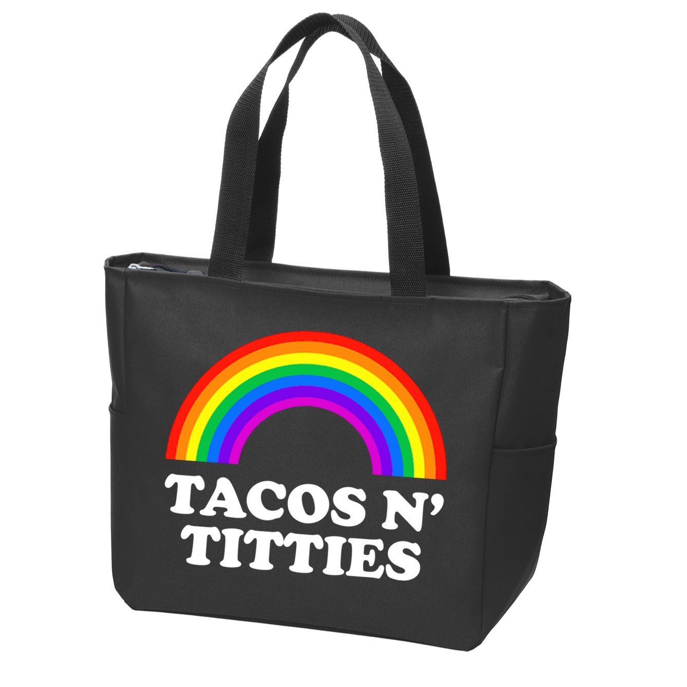Tacos N Titties LGBT Rainbow Gay Pride Zip Tote Bag