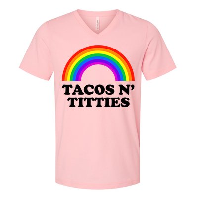 Tacos N Titties LGBT Rainbow Gay Pride V-Neck T-Shirt