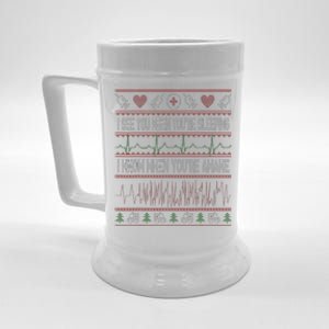 Tachy Nurse Ugly Christmas Sweater Doctor Medical Beer Stein