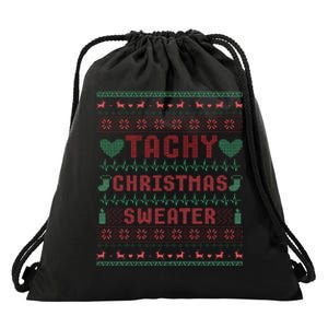 Tachy Nurse Ugly Christmas Sweater Medical Cardiac Icu Xmas Drawstring Bag