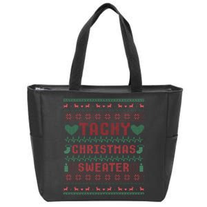 Tachy Nurse Ugly Christmas Sweater Medical Cardiac Icu Xmas Zip Tote Bag