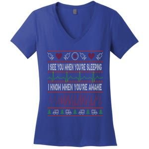 Tachy Nurse Ugly Christmas Sweater Doctor Medical Gift Women's V-Neck T-Shirt