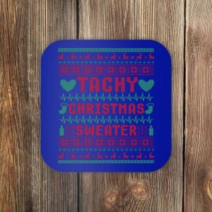 Tachy Nurse Ugly Christmas Sweater Medical Cardiac Icu Xmas Gift Coaster