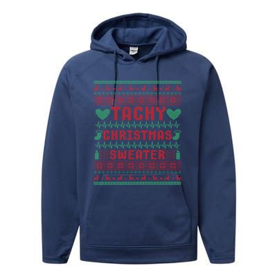 Tachy Nurse Ugly Christmas Sweater Medical Cardiac Icu Xmas Gift Performance Fleece Hoodie